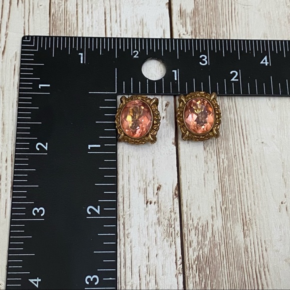 Vintage Morganite Glass 925 Clip On Earrings - Picture 13 of 16